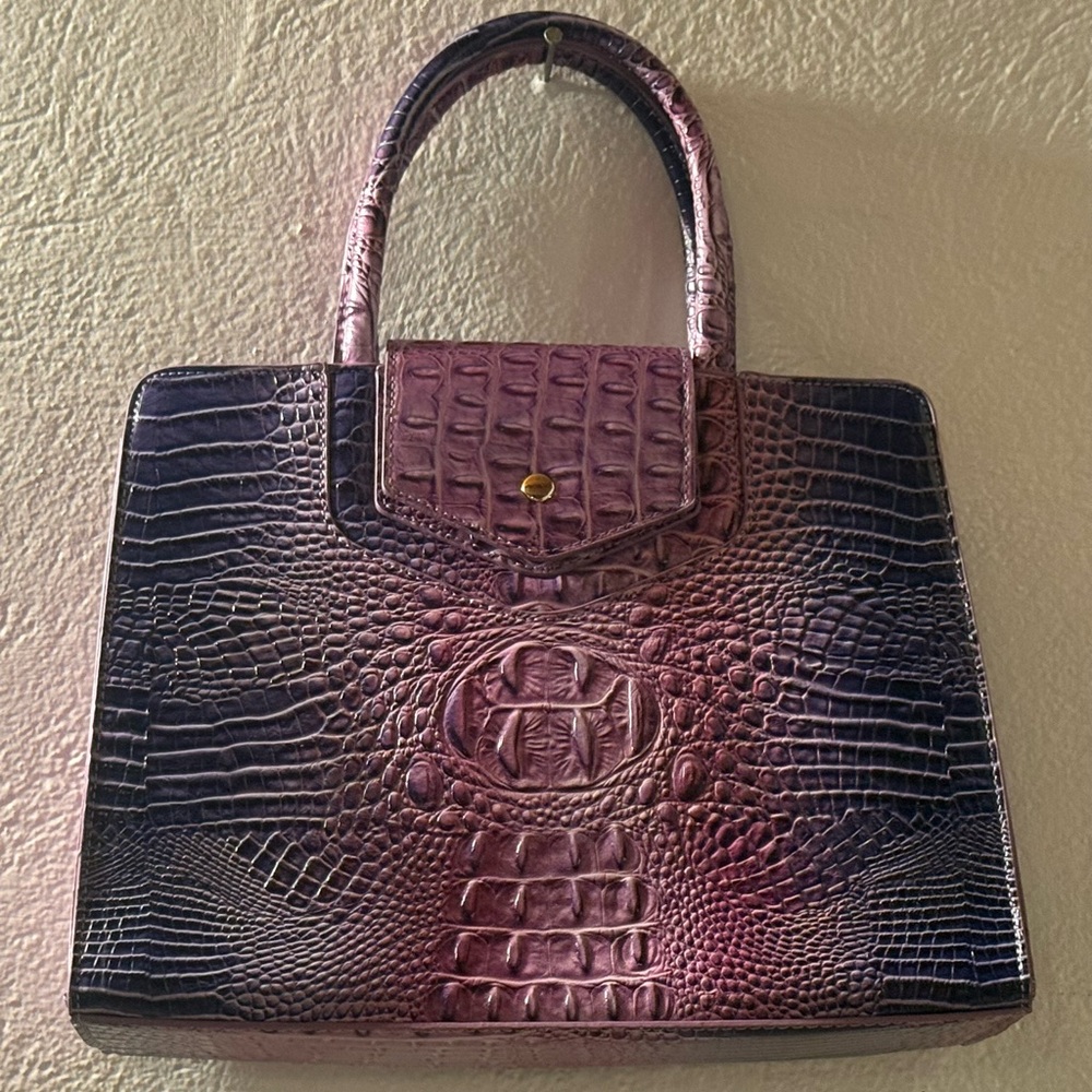 Elegant Purple Crocodile Embossed Women's Bag